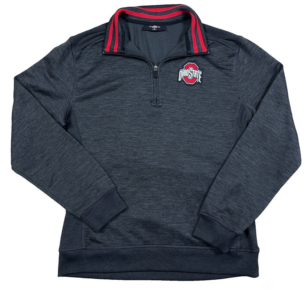 Ohio State Buckeyes Sweater Men Medium Gray Pullover Quarter 1/4 Zip Sweatshirt